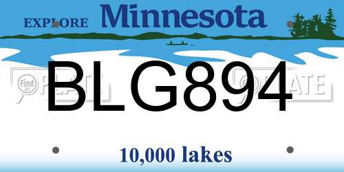 BLG894 Minnesota License Plate