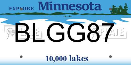 BLGG87 Minnesota License Plate