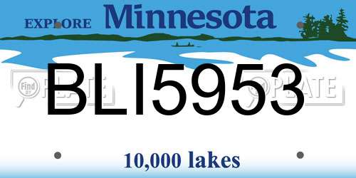 BLI5953 Minnesota License Plate