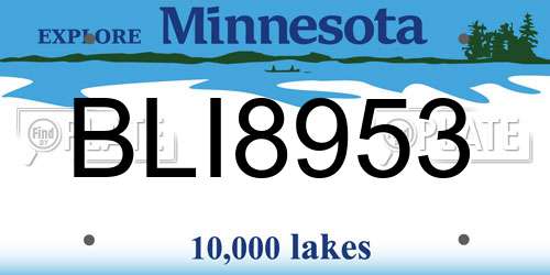 BLI8953 Minnesota License Plate