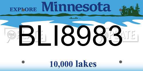 BLI8983 Minnesota License Plate