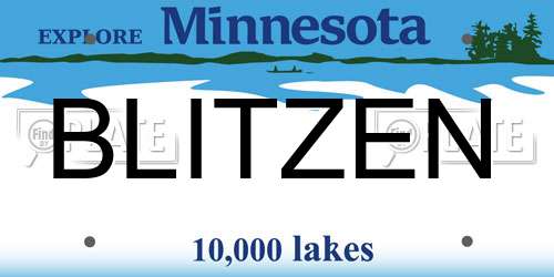 BLITZEN Minnesota License Plate