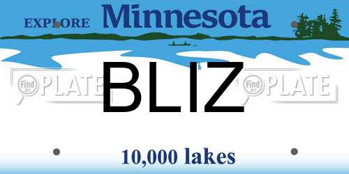 BLIZ Minnesota License Plate