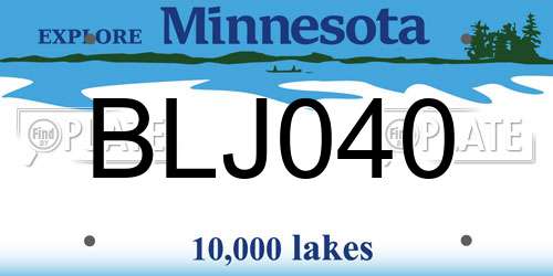 BLJ040 Minnesota License Plate