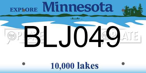 BLJ049 Minnesota License Plate