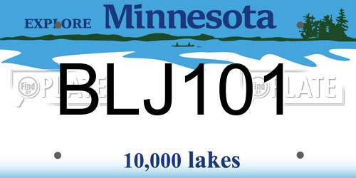BLJ101 Minnesota License Plate