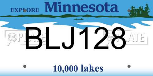BLJ128 Minnesota License Plate