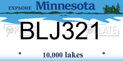 BLJ321 Minnesota License Plate