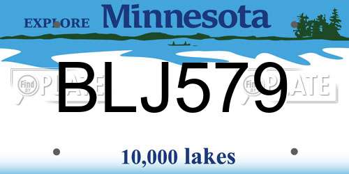 BLJ579 Minnesota License Plate