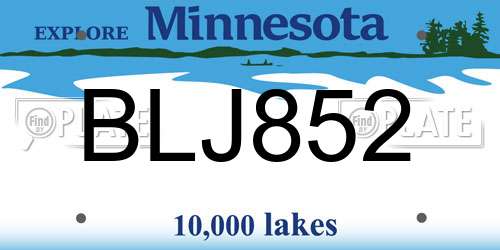 BLJ852 Minnesota License Plate