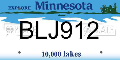 BLJ912 Minnesota License Plate