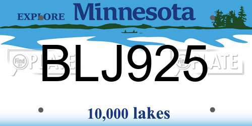 BLJ925 Minnesota License Plate