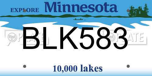 BLK583 Minnesota License Plate