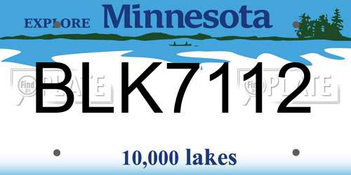 BLK7112 Minnesota License Plate