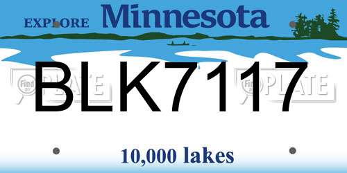 BLK7117 Minnesota License Plate