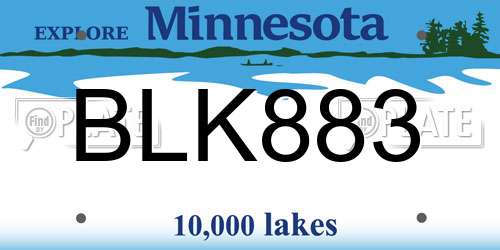 BLK883 Minnesota License Plate