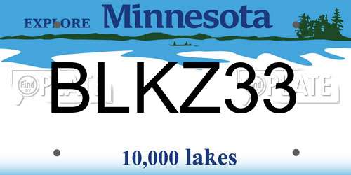 BLKZ33 Minnesota License Plate