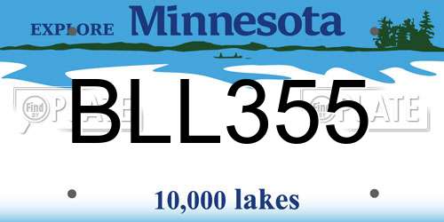 BLL355 Minnesota License Plate