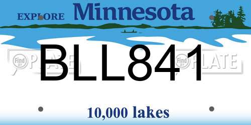 BLL841 Minnesota License Plate
