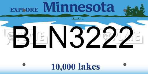 BLN3222 Minnesota License Plate
