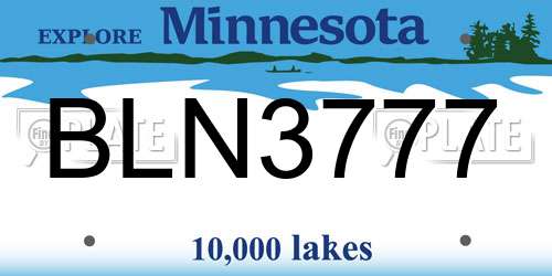 BLN3777 Minnesota License Plate