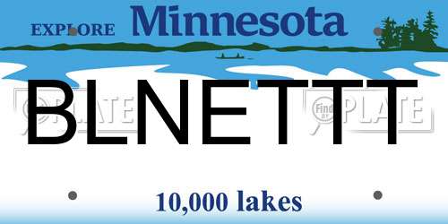 BLNETTT Minnesota License Plate