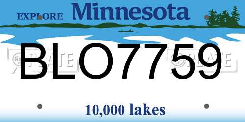 BLO7759 Minnesota License Plate