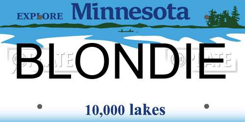 BLONDIE Minnesota License Plate