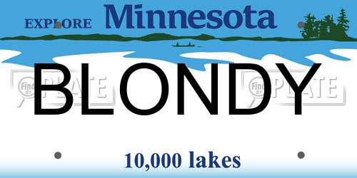 BLONDY Minnesota License Plate