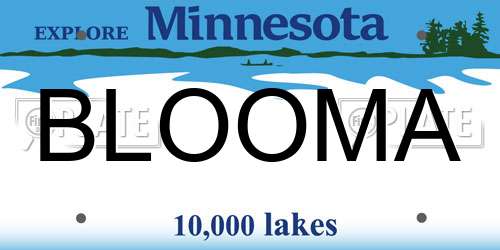 BLOOMA Minnesota License Plate