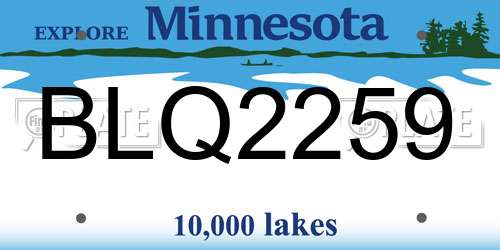 BLQ2259 Minnesota License Plate