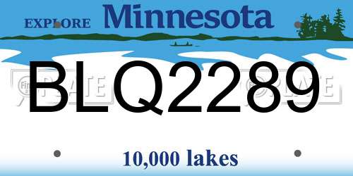 BLQ2289 Minnesota License Plate