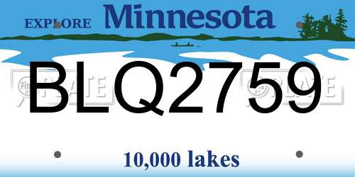 BLQ2759 Minnesota License Plate