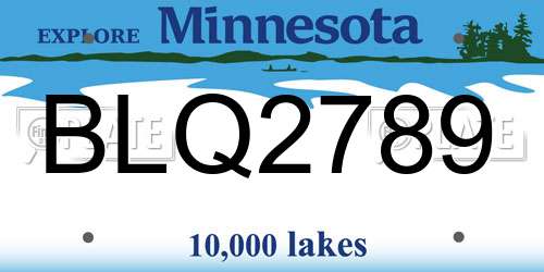 BLQ2789 Minnesota License Plate