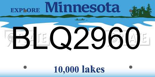 BLQ2960 Minnesota License Plate