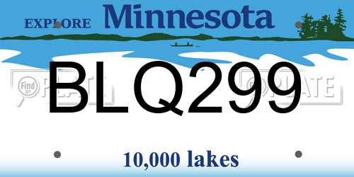 BLQ299 Minnesota License Plate