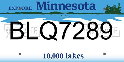 BLQ7289 Minnesota License Plate
