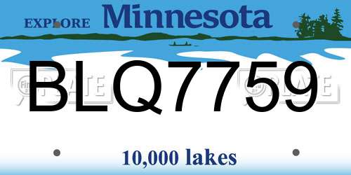BLQ7759 Minnesota License Plate