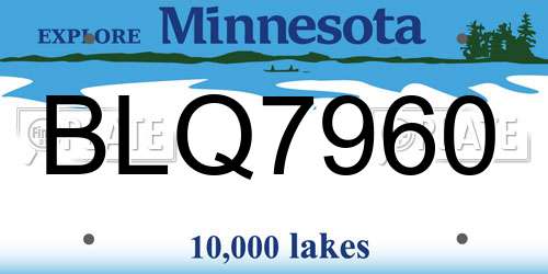BLQ7960 Minnesota License Plate