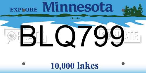BLQ799 Minnesota License Plate