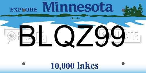 BLQZ99 Minnesota License Plate