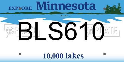BLS610 Minnesota License Plate