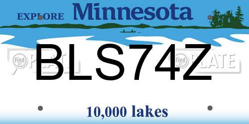 BLS74Z Minnesota License Plate