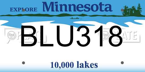 BLU318 Minnesota License Plate