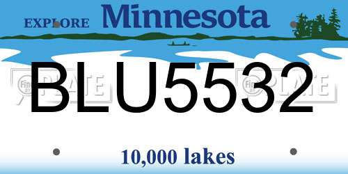 BLU5532 Minnesota License Plate