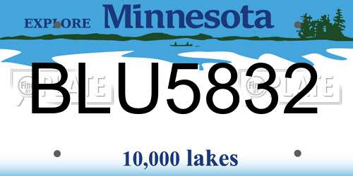 BLU5832 Minnesota License Plate