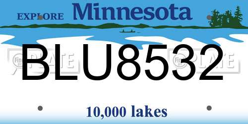 BLU8532 Minnesota License Plate