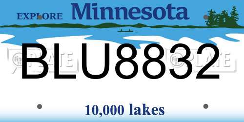 BLU8832 Minnesota License Plate