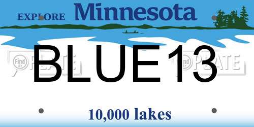 BLUE13 Minnesota License Plate