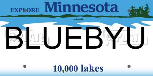 BLUEBYU Minnesota License Plate